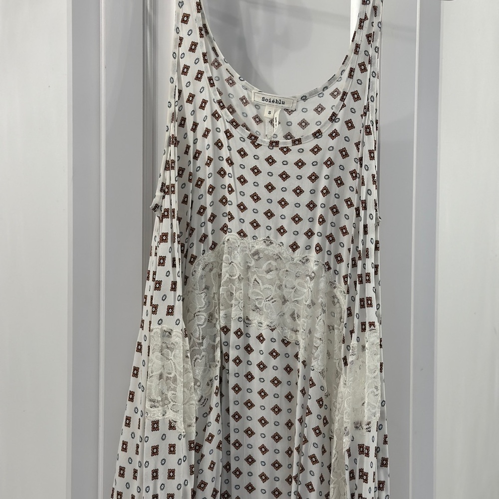 Soieblu Cream Sleeveless Scoop Neck Coverup